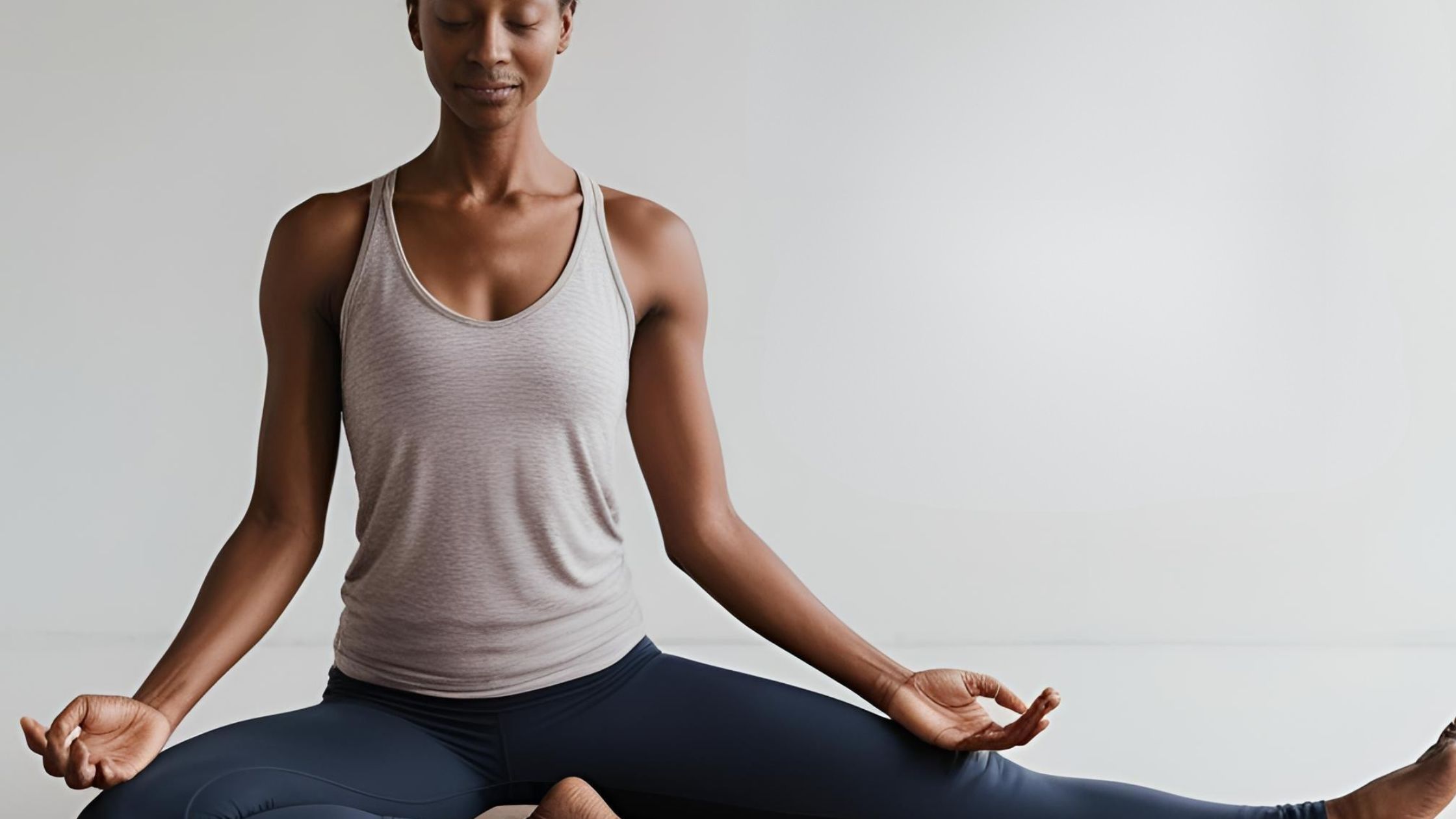woman sitting and stretching mindfully